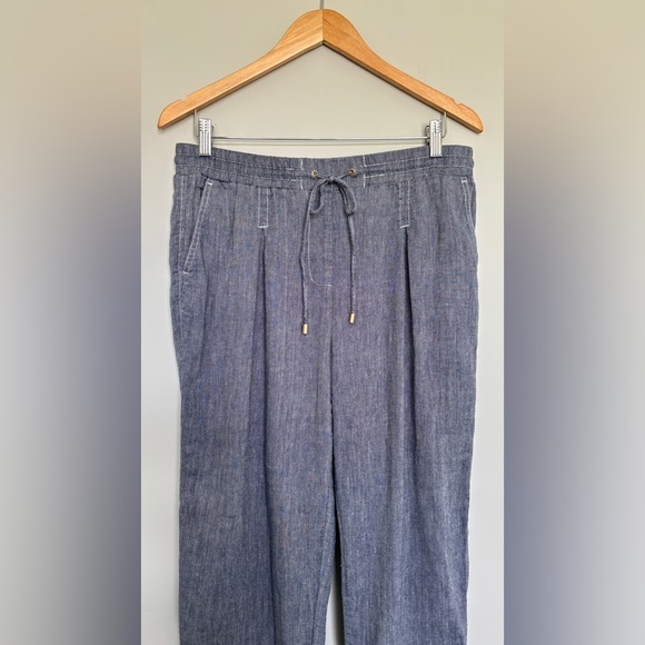 Jones New York Women's Size 10 Pants Linen Blend Elastic Waist Nautical Preppy - Picture 3 of 13